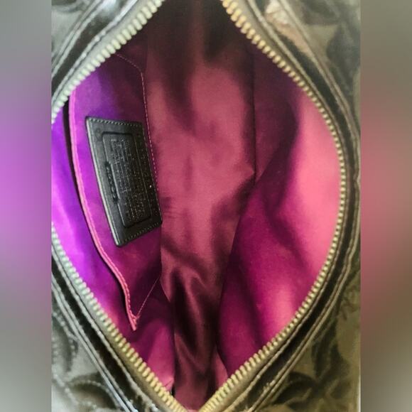 Coach Gramercy OP Art Black Quilted Top Handle Handbag Patent Trim 42949 - Picture 9 of 10